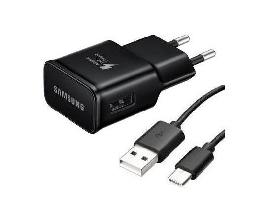 Samsung EP-TA20EBE 15W Quick Charge 2A Oriģināls Tīkla Lādētājs + EP-DG950CBE USB-C Cable Melns (OEM)