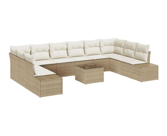 vidaXL Zestaw 11-częściowych sof ogrodowych z poduszkami brązowy polirattan Dārza mēbeļu komplekti