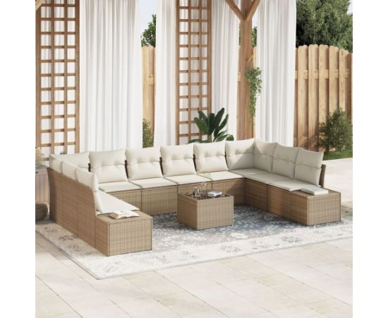 vidaXL Zestaw 11-częściowych sof ogrodowych z poduszkami brązowy polirattan Dārza mēbeļu komplekti