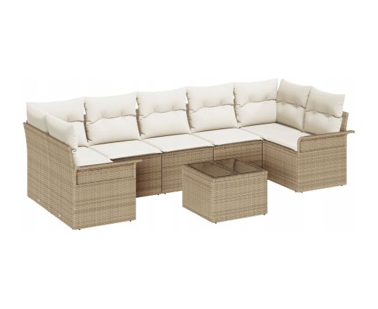 vidaXL 8-częściowy zestaw sof ogrodowych z poduszkami Beżowy polirattan Dārza mēbeļu komplekti