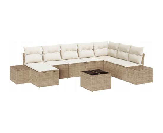 vidaXL 9-częściowy zestaw sof ogrodowych z poduszkami z brązowego rattanu polietylenowego Dārza mēbeļu komplekti