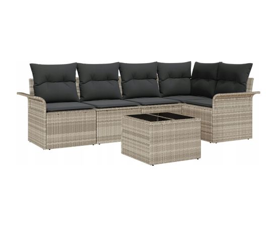 vidaXL Zestaw sof ogrodowych  z poduszkami szary poli rattan Dārza mēbeļu komplekti