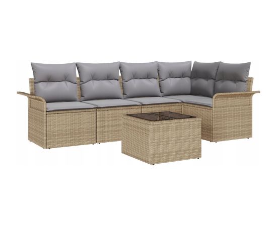 vidaXL Zestaw 6-częściowy sof ogrodowych  z poduszkami czarny rattan Dārza mēbeļu komplekti