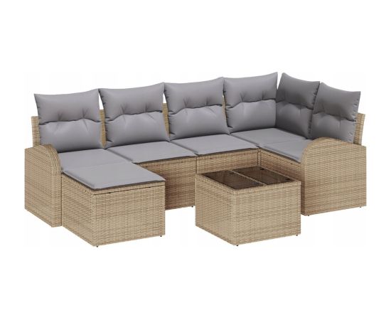 vidaXL Zestaw Sof Ogrodowych 7 częściowy z Poduszkami Czarny Polirattan Dārza mēbeļu komplekti