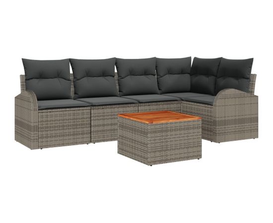 Vidaxl 6 Częściowy Zestaw Sof Ogrodowych z Poduszkami Szary Polirattan Akacja Dārza mēbeļu komplekti