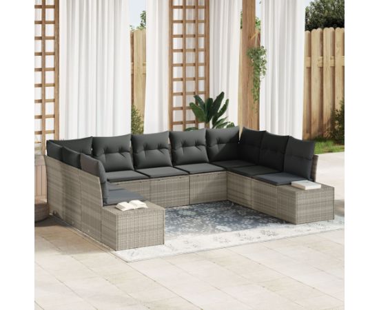 vidaXL 9-częściowy zestaw sof ogrodowych z poduszkami jasnoszary technorattan Dārza mēbeļu komplekti