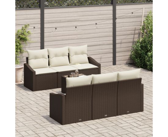 vidaXL 7-częściowy Zestaw Sofy Ogrodowej z Poduszkami w Brązowym Rattan Dārza mēbeļu komplekti