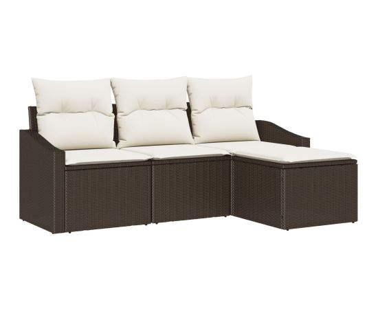 vidaXL 4 elementowy zestaw ogrodowy z poduszkami brązowy polirattan Dārza mēbeļu komplekti