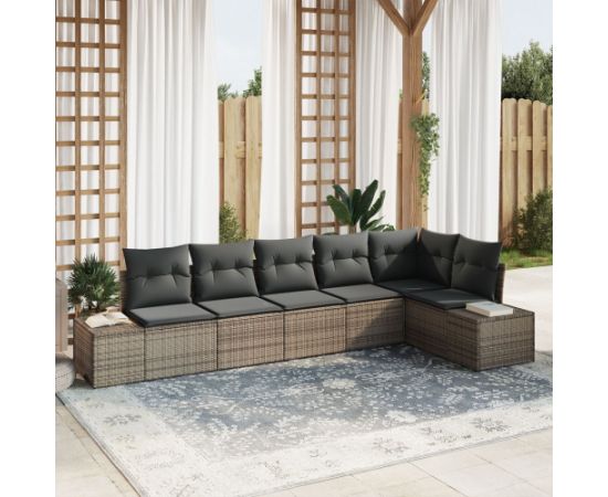 vidaXL Zestaw sof ogrodowych  6 sztuk z poduszkami Szary polirattan Dārza mēbeļu komplekti