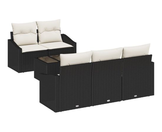 vidaXL Zestaw sofy ogrodowej  6 elementowy z poduszkami czarny polirattan Dārza mēbeļu komplekti