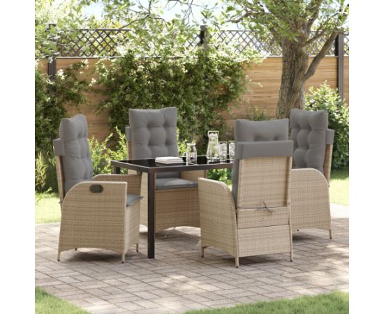 vidaXL Zestaw 5 elementów do jadalni ogrodowej z poduszkami w beżowym kolorze Dārza mēbeļu komplekti
