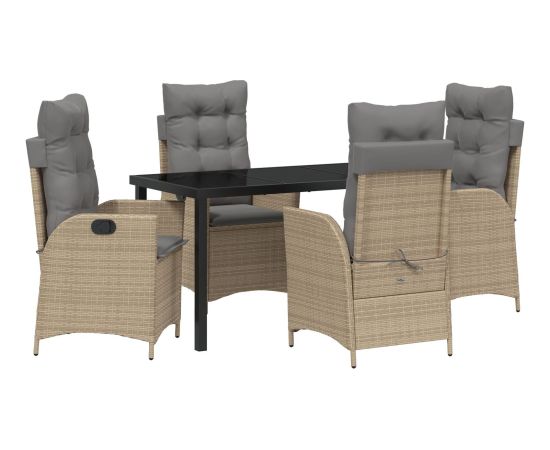 vidaXL Zestaw 5 elementów do jadalni ogrodowej z poduszkami w beżowym kolorze Dārza mēbeļu komplekti