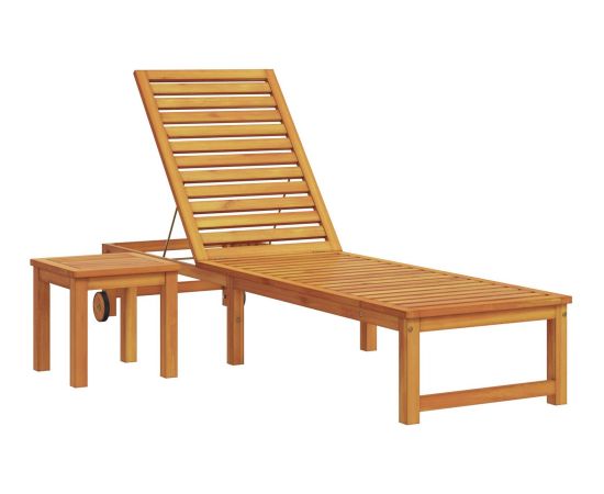 vidaXL Leżak słoneczny  ze stołkiem z litego drewna akacjowego Шезлонги и пляжные стулья