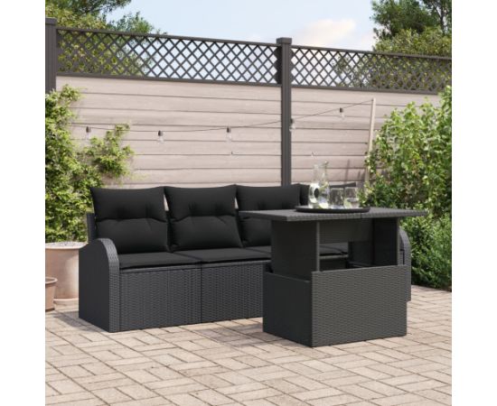 vidaXL 5-częściowy zestaw sof ogrodowych z poduszkami czarny rattan PE Dārza mēbeļu komplekti