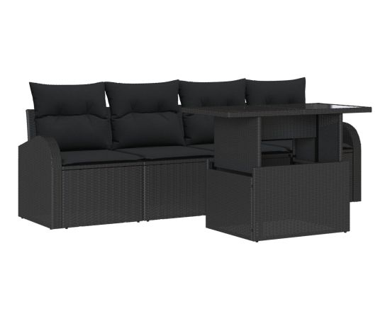 vidaXL 5-częściowy zestaw sof ogrodowych z poduszkami czarny rattan PE Dārza mēbeļu komplekti