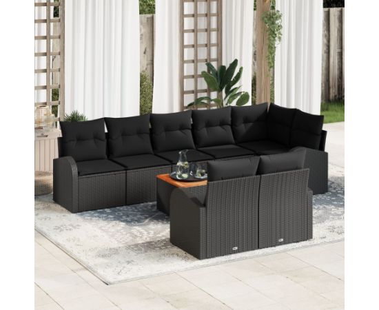 vidaXL Zestaw 9-częściowy sof ogrodowych z poduszkami czarny polirattan akacja Dārza mēbeļu komplekti