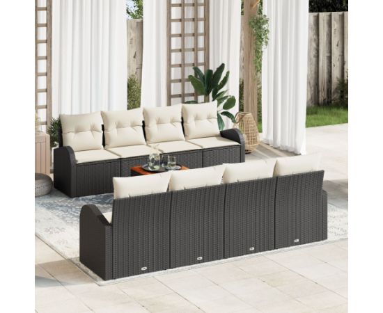 vidaXL Zestaw sof ogrodowych  9-częściowy z poduszkami czarny polirattan akacja Dārza mēbeļu komplekti