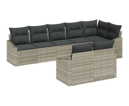 vidaXL Zestaw sof ogrodowych 8-częściowy Szary Rattan Dārza mēbeļu komplekti