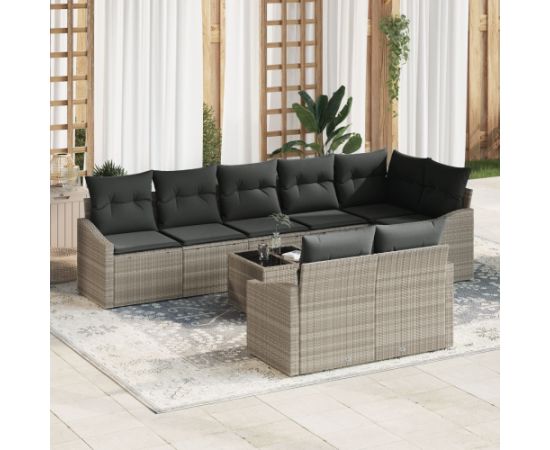 vidaXL Zestaw sof ogrodowych  Zestaw 9 Jasnoszary Rattan Sofa na zewnątrz Dārza mēbeļu komplekti