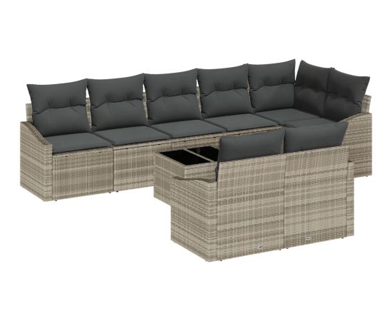 vidaXL Zestaw sof ogrodowych  Zestaw 9 Jasnoszary Rattan Sofa na zewnątrz Dārza mēbeļu komplekti