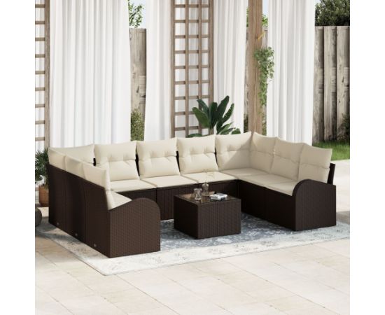 vidaXL Zestaw 9 częściowy sof ogrodowych z poduszkami szary polirattan Dārza mēbeļu komplekti