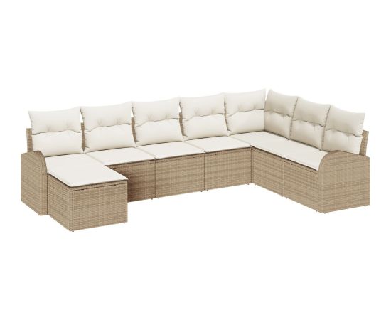 vidaXL Zestaw sof ogrodowych  Zestaw 8 Beżowy Rattan, Poliester Dārza mēbeļu komplekti