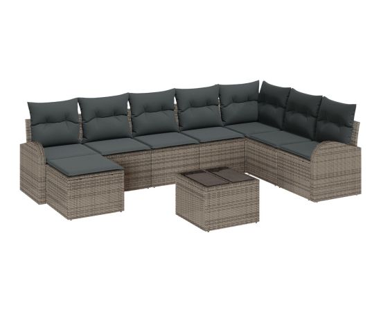 vidaXL Zestaw Sofy Ogrodowej  9 elementów Ciemnoszary, Brązowy Dārza mēbeļu komplekti