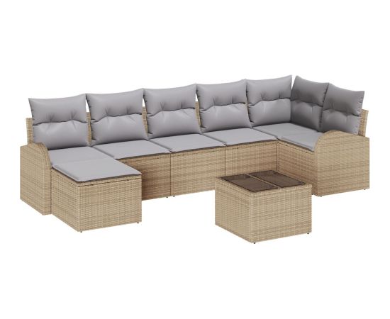 vidaXL 8-częściowy zestaw sof ogrodowych z poduszkami czarny polirattan Dārza mēbeļu komplekti