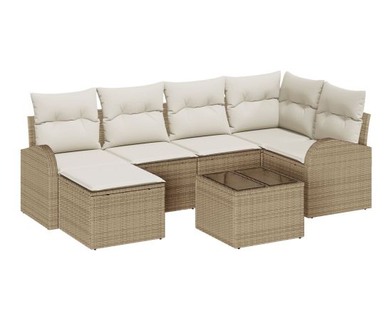 vidaXL Zestaw ogrodowy 7-częściowy z poduszkami brązowy polirattan Dārza mēbeļu komplekti