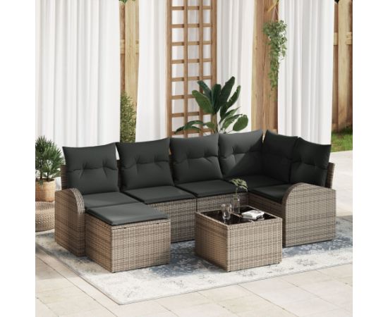 vidaXL Zestaw Sof ogrodowych 6-częściowy z poduszkami Czarny polirattan Dārza mēbeļu komplekti