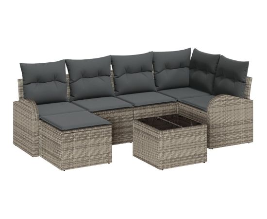 vidaXL Zestaw Sof ogrodowych 6-częściowy z poduszkami Czarny polirattan Dārza mēbeļu komplekti