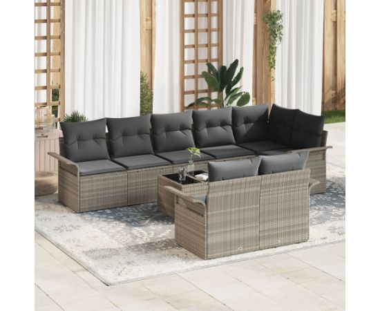 vidaXL Zestaw sof ogrodowych  9 elementów z poduszkami szary polirattan Dārza mēbeļu komplekti