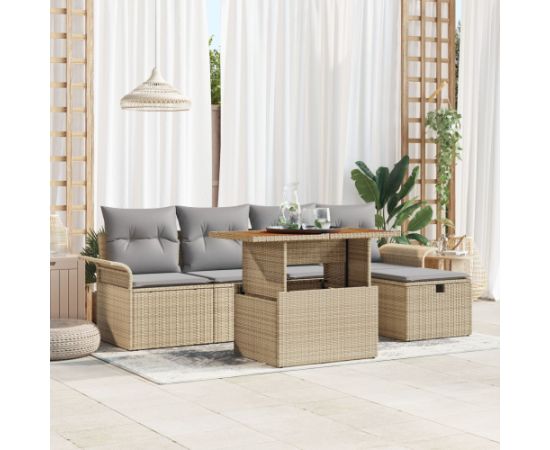 vidaXL Zestaw kanap ogrodowych  6-częściowy z poduszkami beżowymi Dārza mēbeļu komplekti