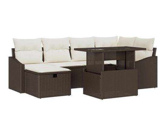 vidaXL Zestaw sofy ogrodowej  z poduszkami Brązowy Polirattan Dārza mēbeļu komplekti