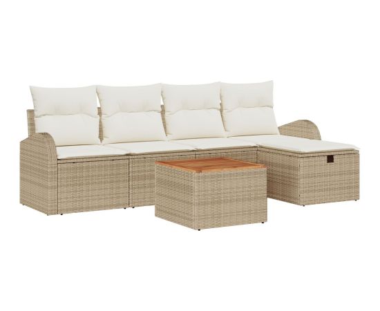 vidaXL 6-częściowy zestaw sof ogrodowych z poduszkami Beżowy Polirattan Dārza mēbeļu komplekti