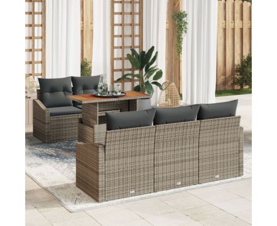 vidaXL 6-częściowy zestaw sof ogrodowych z poduszkami szary technorattan Dārza mēbeļu komplekti