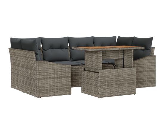 vidaXL 7-częściowy zestaw sof ogrodowych z poduszkami szary polirattan Dārza mēbeļu komplekti