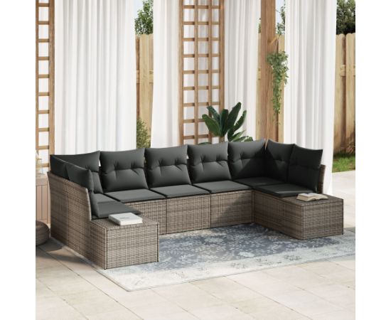 vidaXL 7-częściowy zestaw sof ogrodowych z poduszkami szary polirattan Dārza mēbeļu komplekti