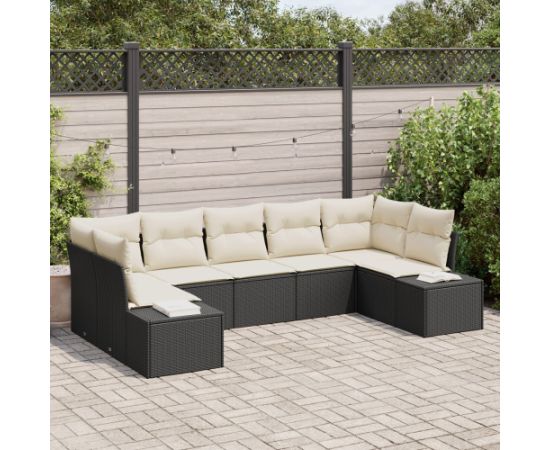 vidaXL Zestaw 7-częściowy sof ogrodowych z poduszkami czarny polirattan Dārza mēbeļu komplekti