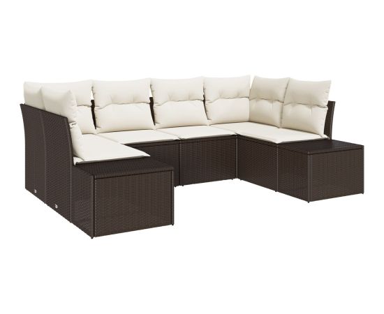 vidaXL 6-częściowy zestaw sof ogrodowych z poduszkami Brązowy rattan syntetyczny Dārza mēbeļu komplekti