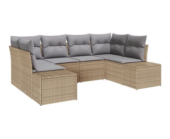 vidaXL Zestaw sof ogrodowych 6-częściowy z poduszkami Beżowy Polirattan Dārza mēbeļu komplekti