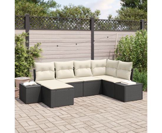 vidaXL Zestaw sofy ogrodowej Zestaw 6 Czarny i biały Dārza mēbeļu komplekti