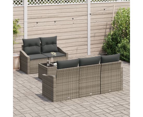 vidaXL Zestaw Sofowy do Ogrodu 6-częściowy z Poduszkami Szary Polirattan Dārza mēbeļu komplekti