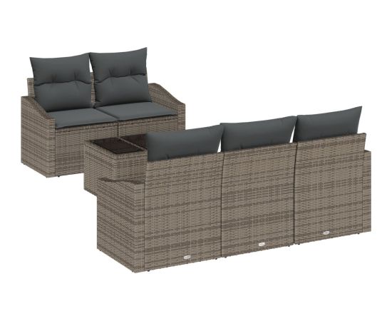 vidaXL Zestaw Sofowy do Ogrodu 6-częściowy z Poduszkami Szary Polirattan Dārza mēbeļu komplekti