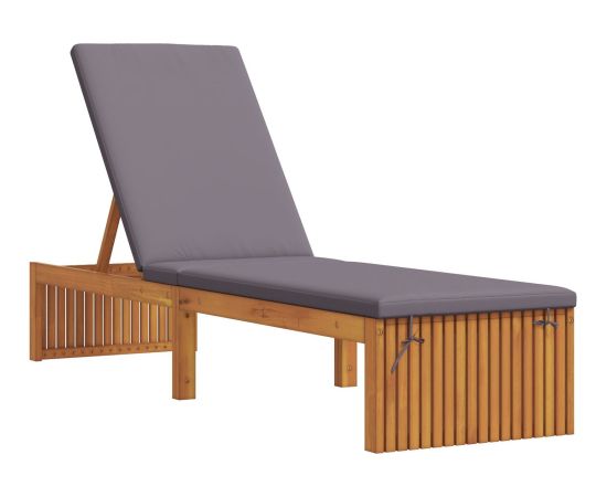 vidaXL Leżak  z poduszką Szary, Brązowy Drewno, Poduszka poliestrowa Шезлонги и пляжные стулья