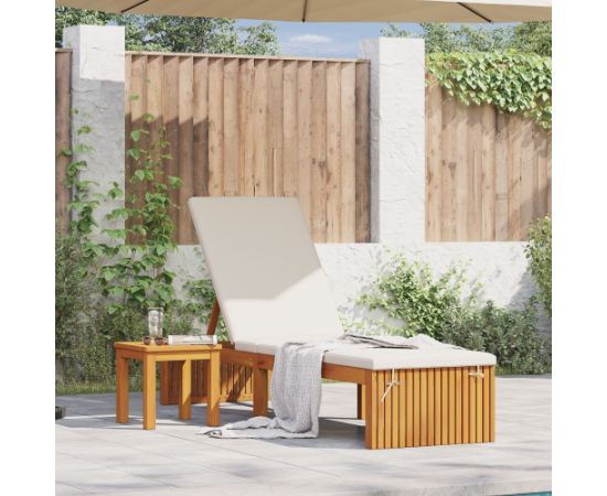 vidaXL Składany leżak  Naturalne drewno Lite drewno Standard Шезлонги и пляжные стулья