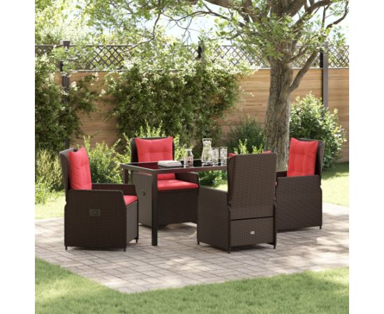 vidaXL Zestaw 5 częściowy do jadalni ogrodowej brązowy polirattan Dārza mēbeļu komplekti