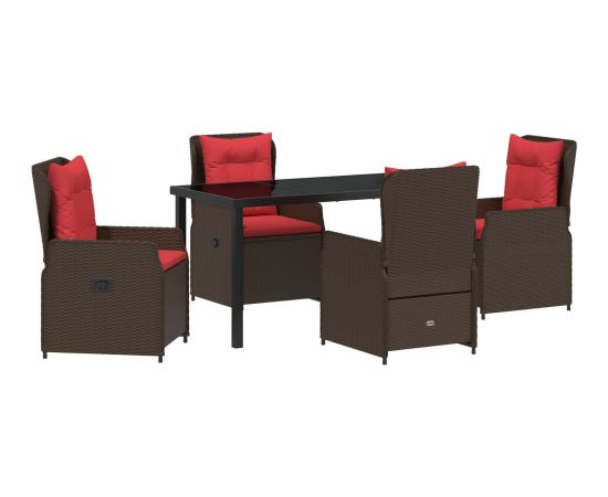 vidaXL Zestaw 5 częściowy do jadalni ogrodowej brązowy polirattan Dārza mēbeļu komplekti