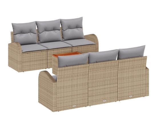 vidaXL Beżowy 7-elementowy Zestaw Sof Ogrodowych z Poduszkami z Polirattanu Dārza mēbeļu komplekti