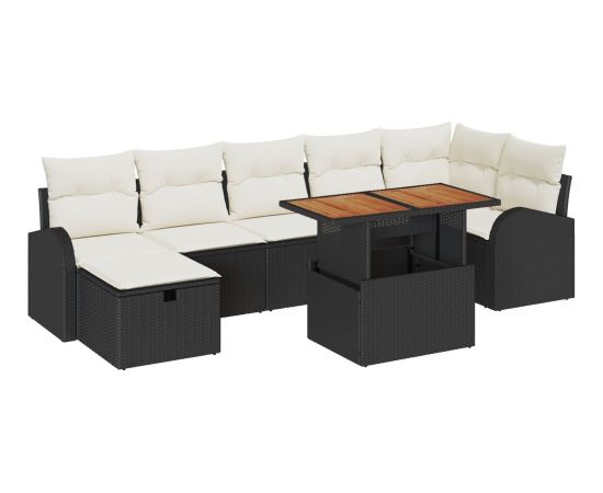 vidaXL Zestaw Sof Ogrodowych  8 Elementów z Poduszkami Czarny Rattan Żywiczny Dārza mēbeļu komplekti